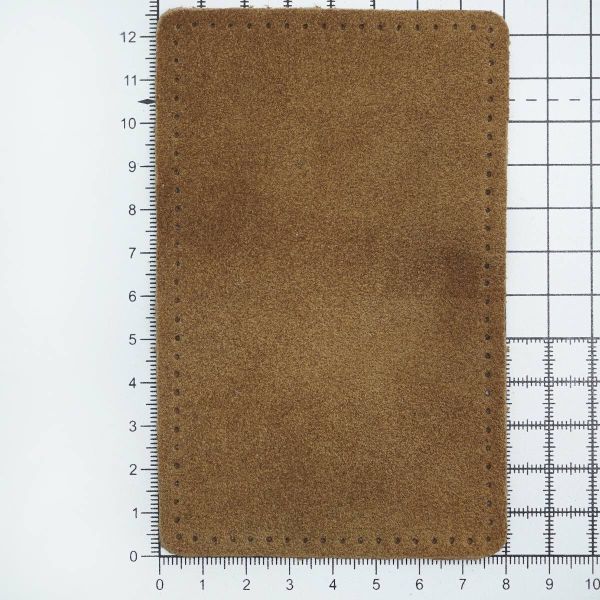 Заплатки пришивные из замши, прямоугольник 8х12,7см с перфорацией, 2 шт, 100% кожа, 32 кэмел, 59123