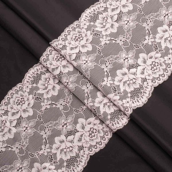 Кружево бельевое эластичное 180 мм / 3.4 метра, цвет молочный