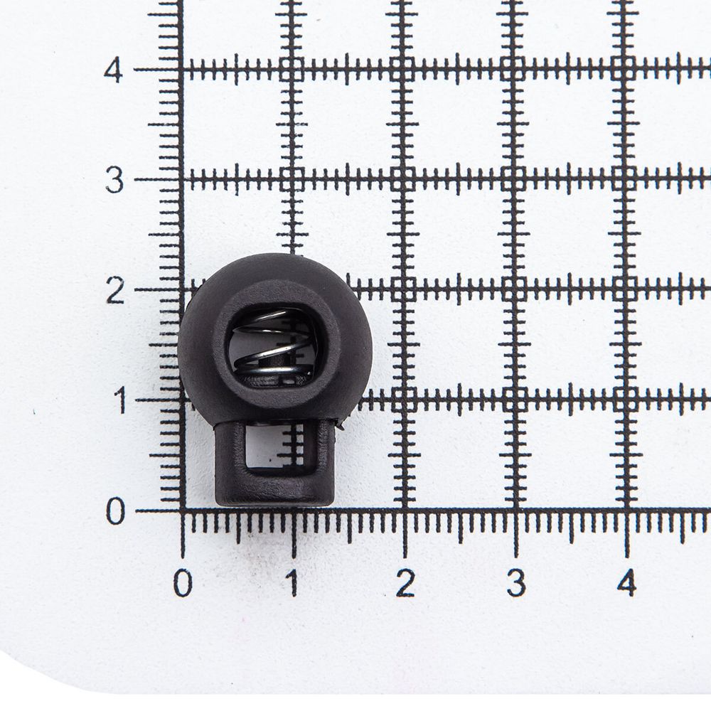 Фиксатор (зажим) для шнура пластик 1 отв., ⌀8.5 мм, 22 мм, шар, черный, 200 шт