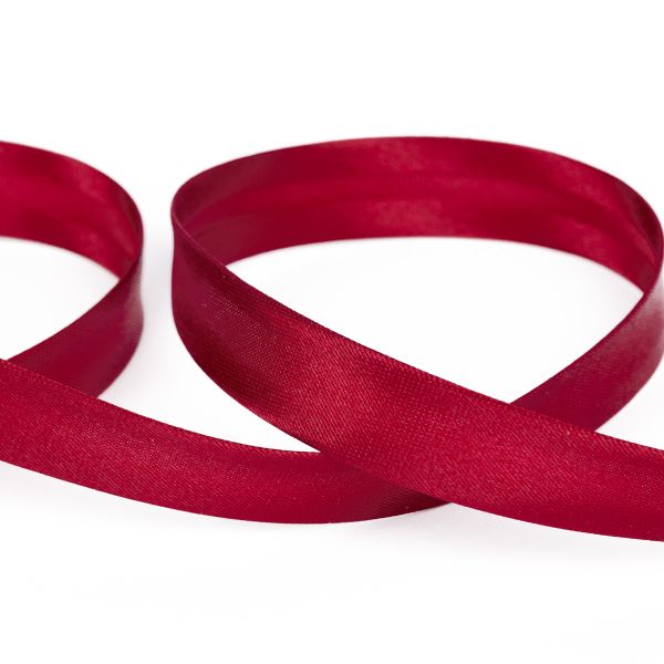 Косая бейка атласная 15 мм / 132±1 метра, В086 т. бордовый, NGK-15P