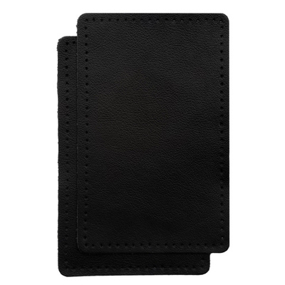 Заплатки пришивные из кожи, прямоугольник 8х12,7см с перфорацией, 2 шт, 100% кожа, 01 черный, 9123