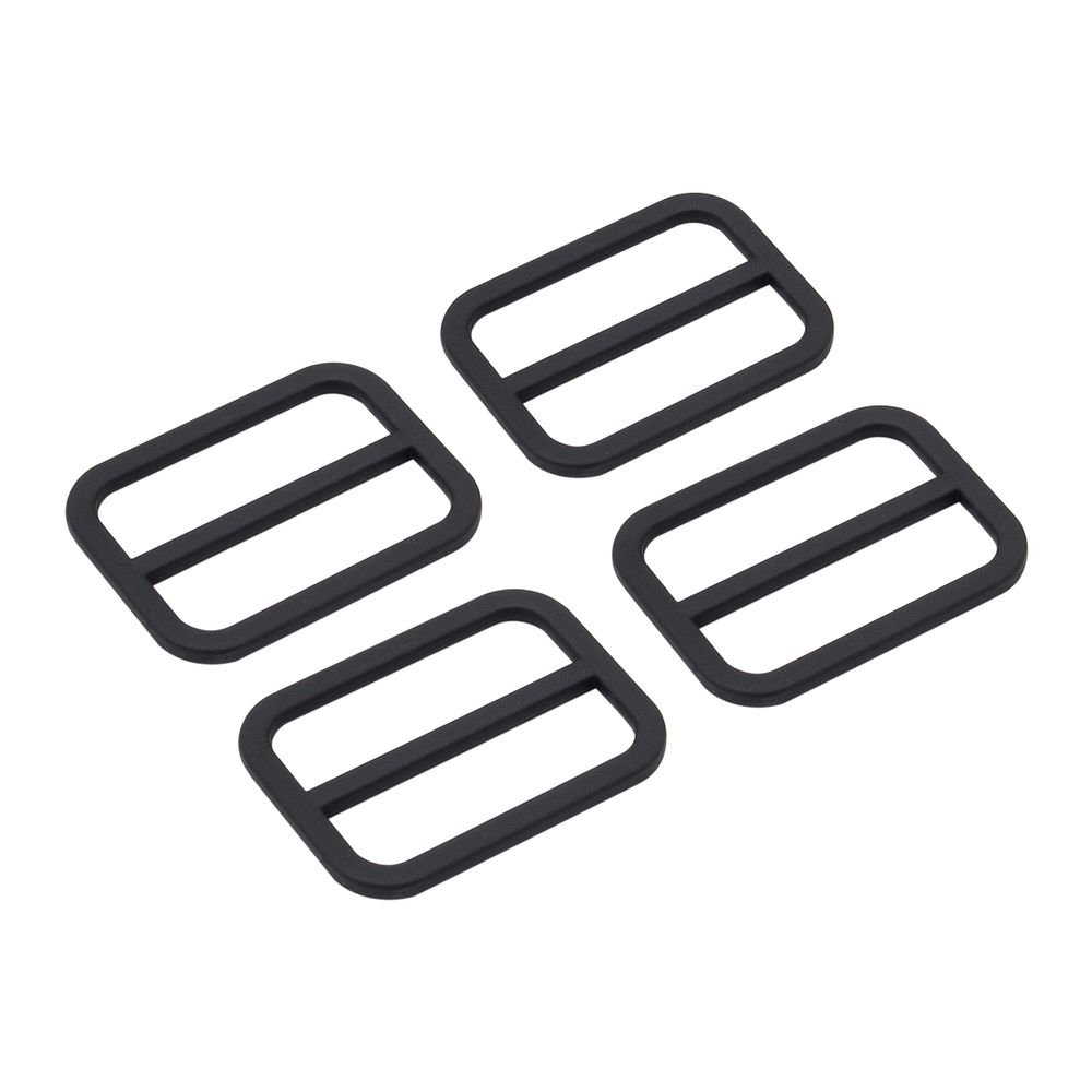 Пряжка регулировочная металл 30 мм (36х27 мм, d-3 мм, литая, черная резина, 4 шт