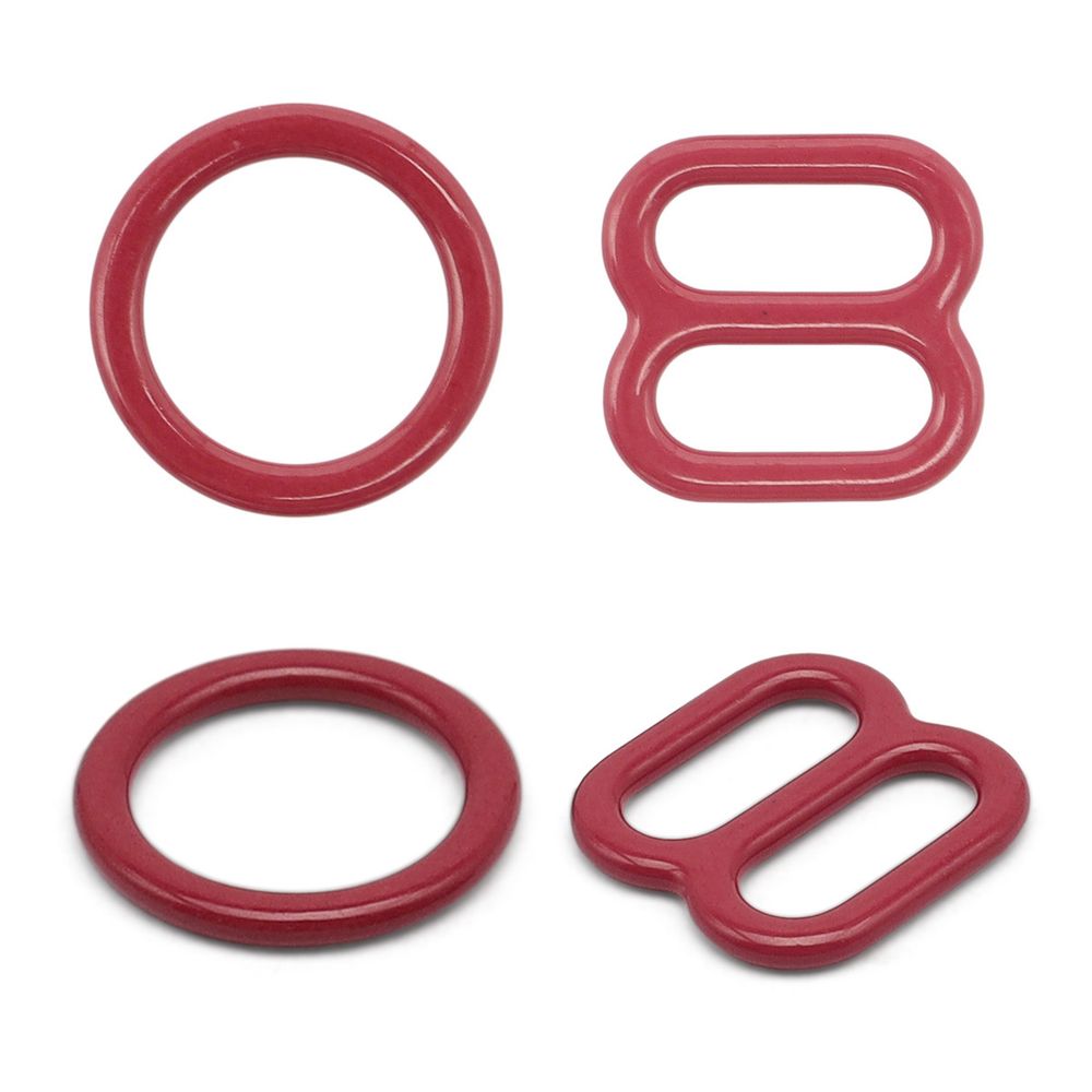 Набор кольца + регуляторы для бюстгальтеров металл 8 мм, (10 колец, 10 регул.), темно-красный