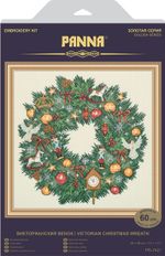 Набор для вышивания нитками Panna, Золотая серия. Викторианский венок, 29х29 см