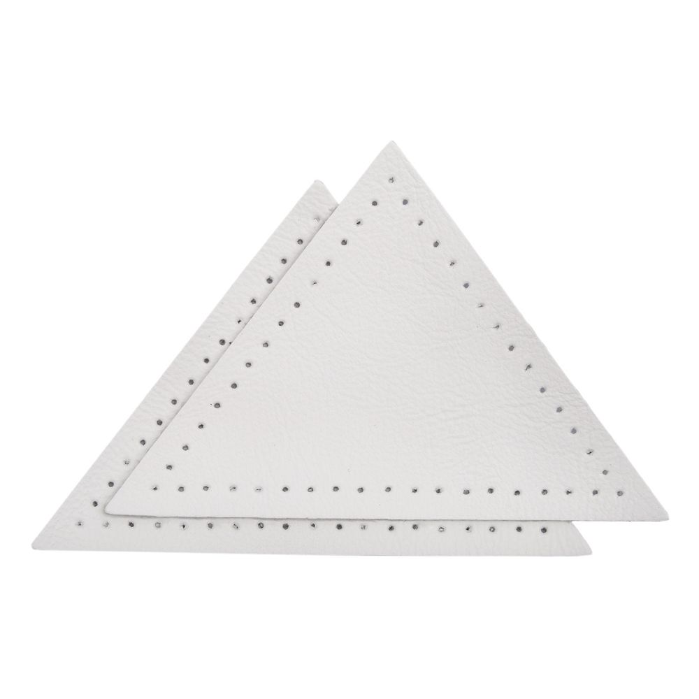 Заплатки пришивные из кожи, треугольник равнобедр., стор. 8см, с перфорацией, 2 шт, 100% кожа, 08 белый, 9903