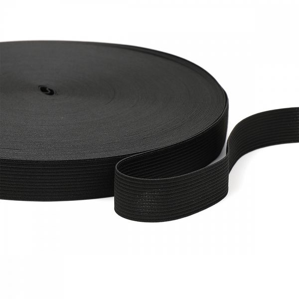 Резинка вязаная 25.0 мм / 40 метров, стандартная 3.9-4.3 г/п.м., черный