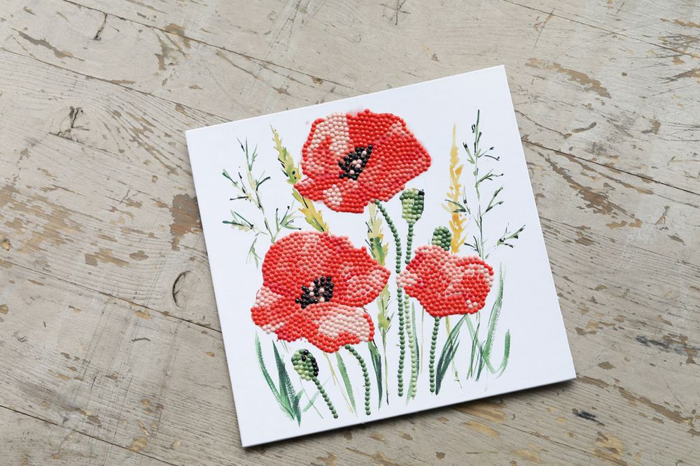 Алмазная (кристальная) мозаика Фрея, постер Красные маки, 20х20 см