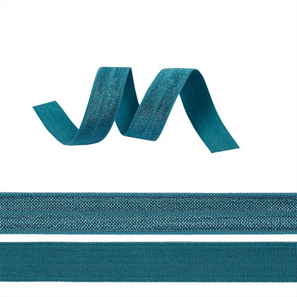 Резинка бельевая (окантовочная) блестящая 15.0 мм / 50 метров, F222 изумрудно-синий