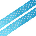 Лента атласная в горошек 15.0 мм / 3 метра, голубой, Globus