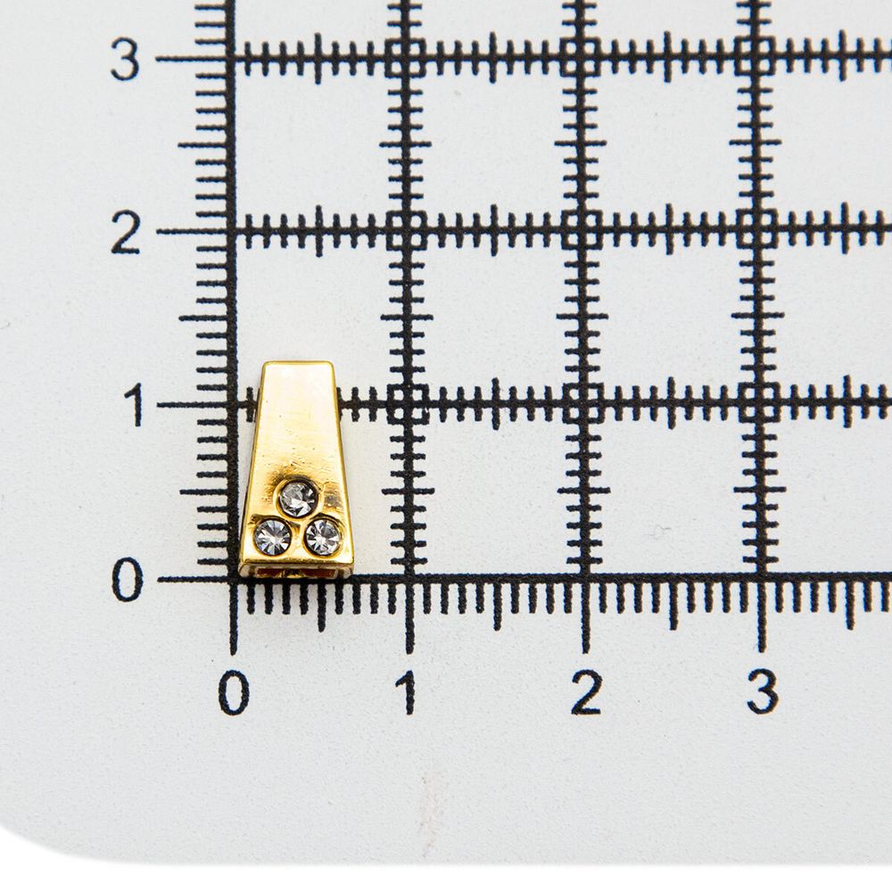 Наконечник для шнура металл колокол со стразами 4-хан, ⌀2,5/4 мм, 11х6,5 мм золото, 10 шт