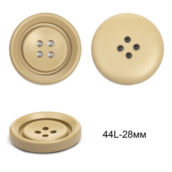 Пуговицы пластиковые TBY 8960A цв.3 бежевый 44L-28 мм, 4 прокола,36 шт