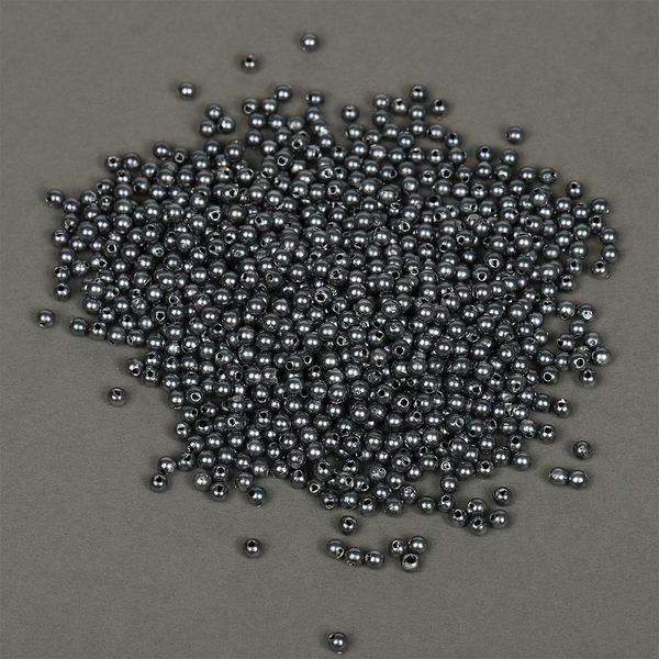 Бусины пластик (перламутр) ⌀4 мм, цв.029 серый, уп.50г (1500 шт), Magic4Hobby