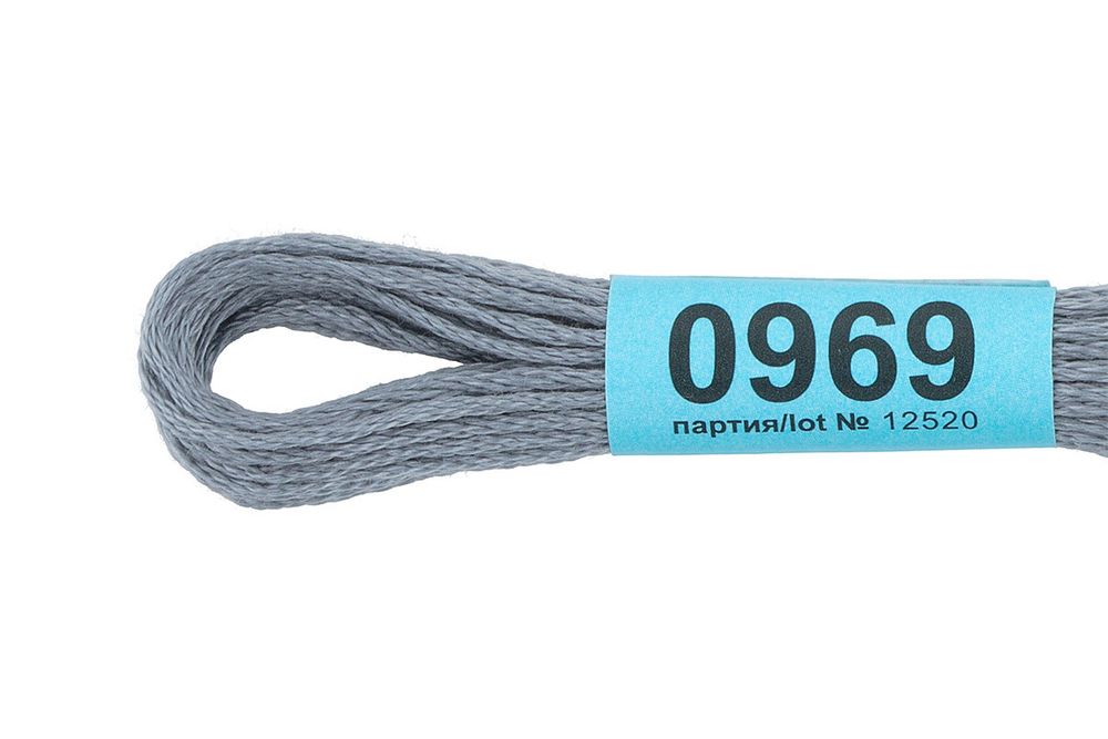 Мулине Gamma 100% хлопок, цв.0969 серый, 24 мотка по 8 метров