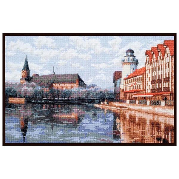 Набор для вышивания нитками Палитра, Рыбная деревня 39х25 см