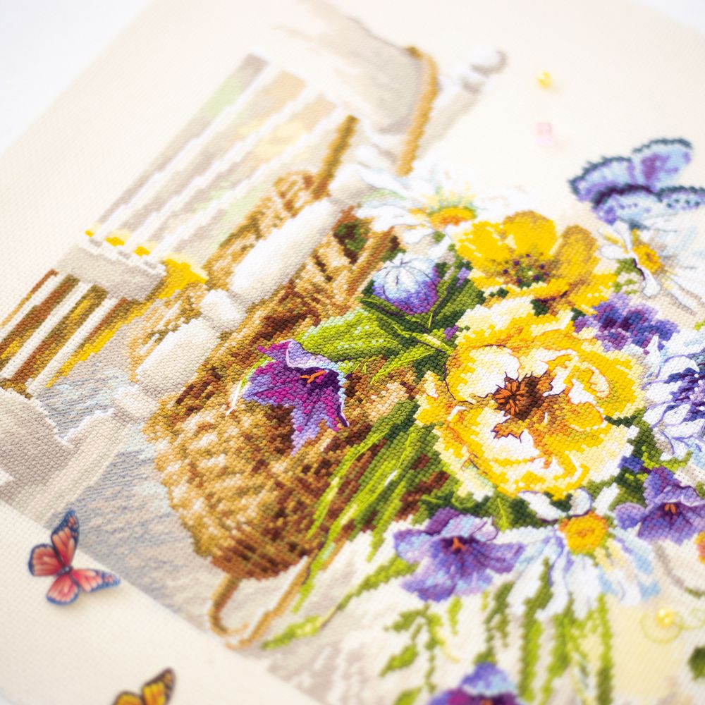 Набор для вышивания нитками Чудесная игла 101-502, Лето в корзинке, 38х28 см