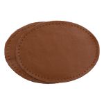 Заплатки пришивные из кожи, овал 8х10,9см с перфорацией, 2 шт, 100% кожа, 02 светло-коричневый, 9124