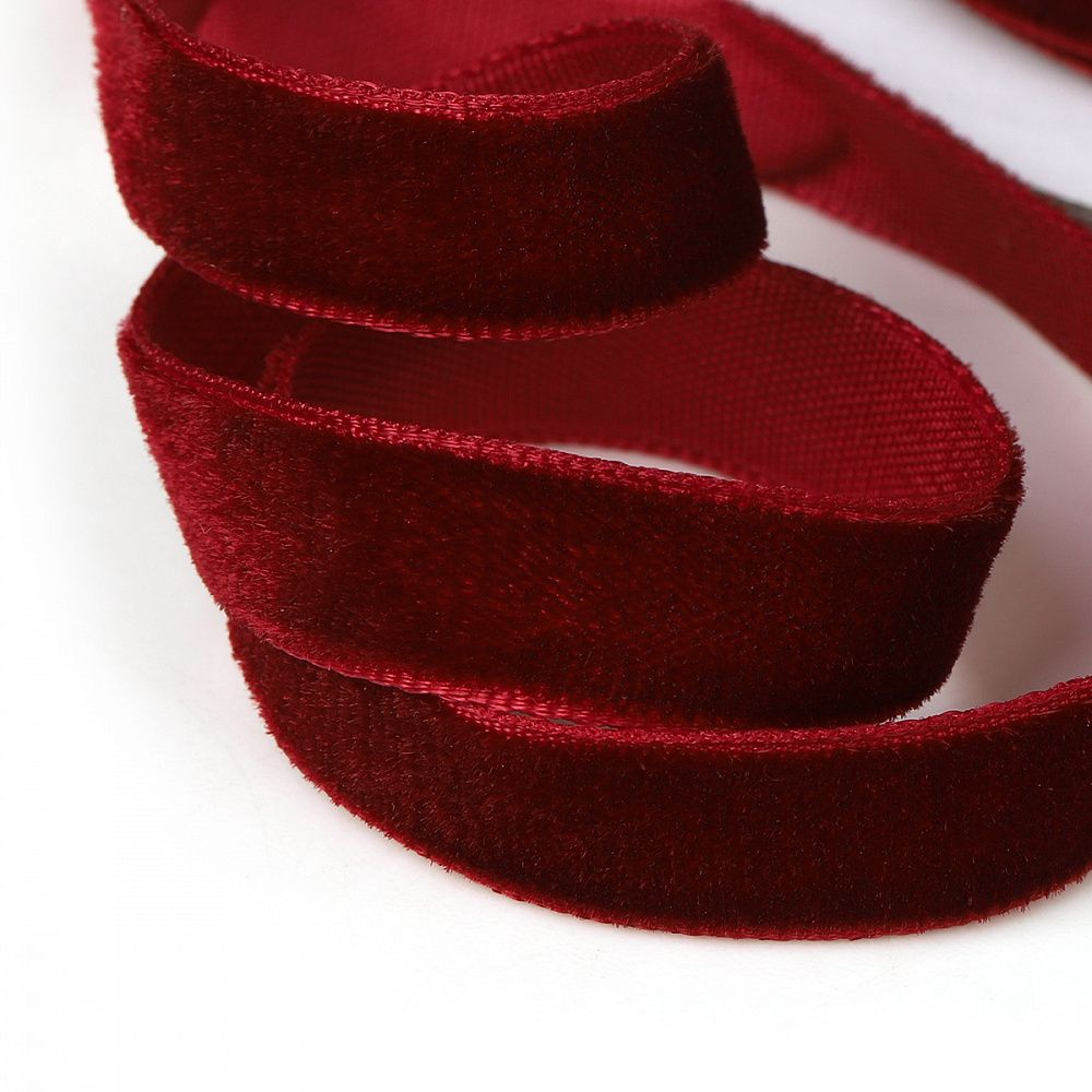 Лента бархатная (тесьма) 10.0 мм / 22.86±1 метров, арт.10VR44 нейлон цв.бордо