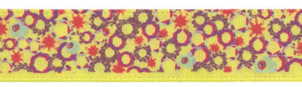 Лента атласная с рисунком 12.0 мм / 5 шт по 3 метра, F38/015 круги/желтый, Gamma ALP-125