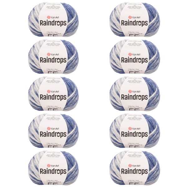 Пряжа YarnArt (ЯрнАрт) Raindrops / уп.10 мот. по 50 г, 115 м, 2907 синий меланж