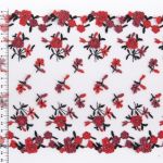 Кружево на сетке широкое 180 мм / 14 м, ±1 Турция, красный, Gamma GCKM-180-06