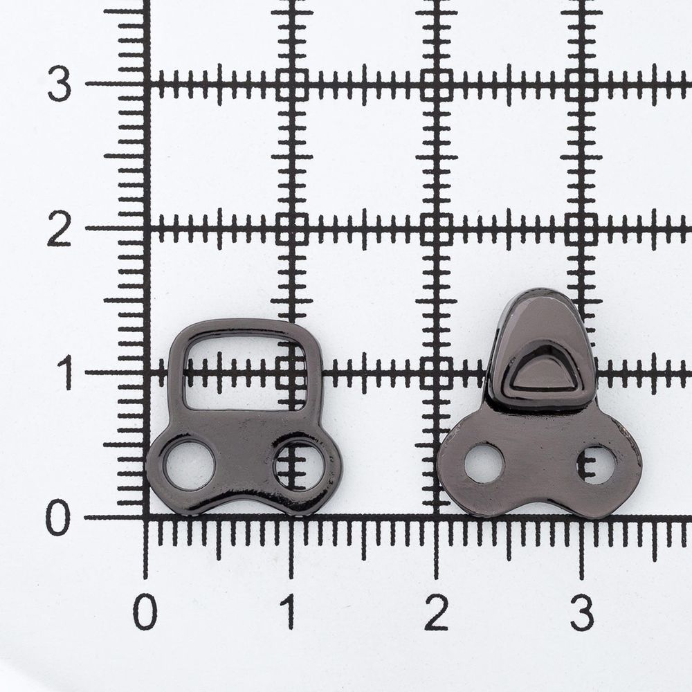 Крючки пришивные декоративные 14х24 мм, pewter, олово, чер.никель, 12 шт