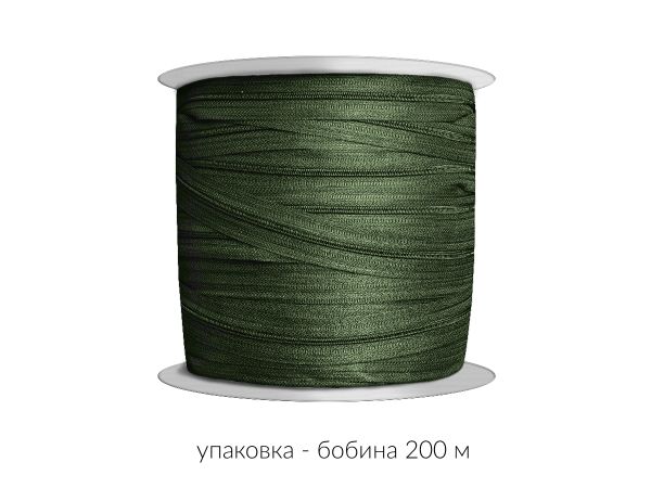 Молния рулонная витая (спираль) Т3 (3 мм), УСИЛЕННАЯ, НА БОБИНЕ, S-190 хаки (цв.SBS) / 200 метров