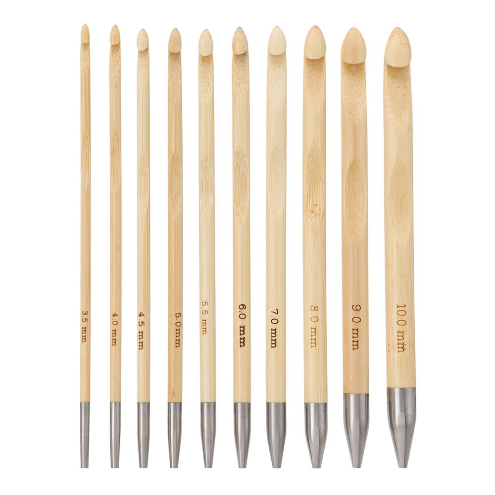 Набор съемных крючков для вязания 15см, 10шт (3,5мм-10мм), дерево