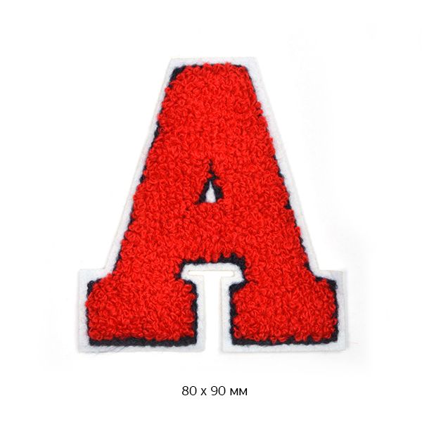 Аппликации пришивные махровые 8х9 см, цв.красный 10 шт