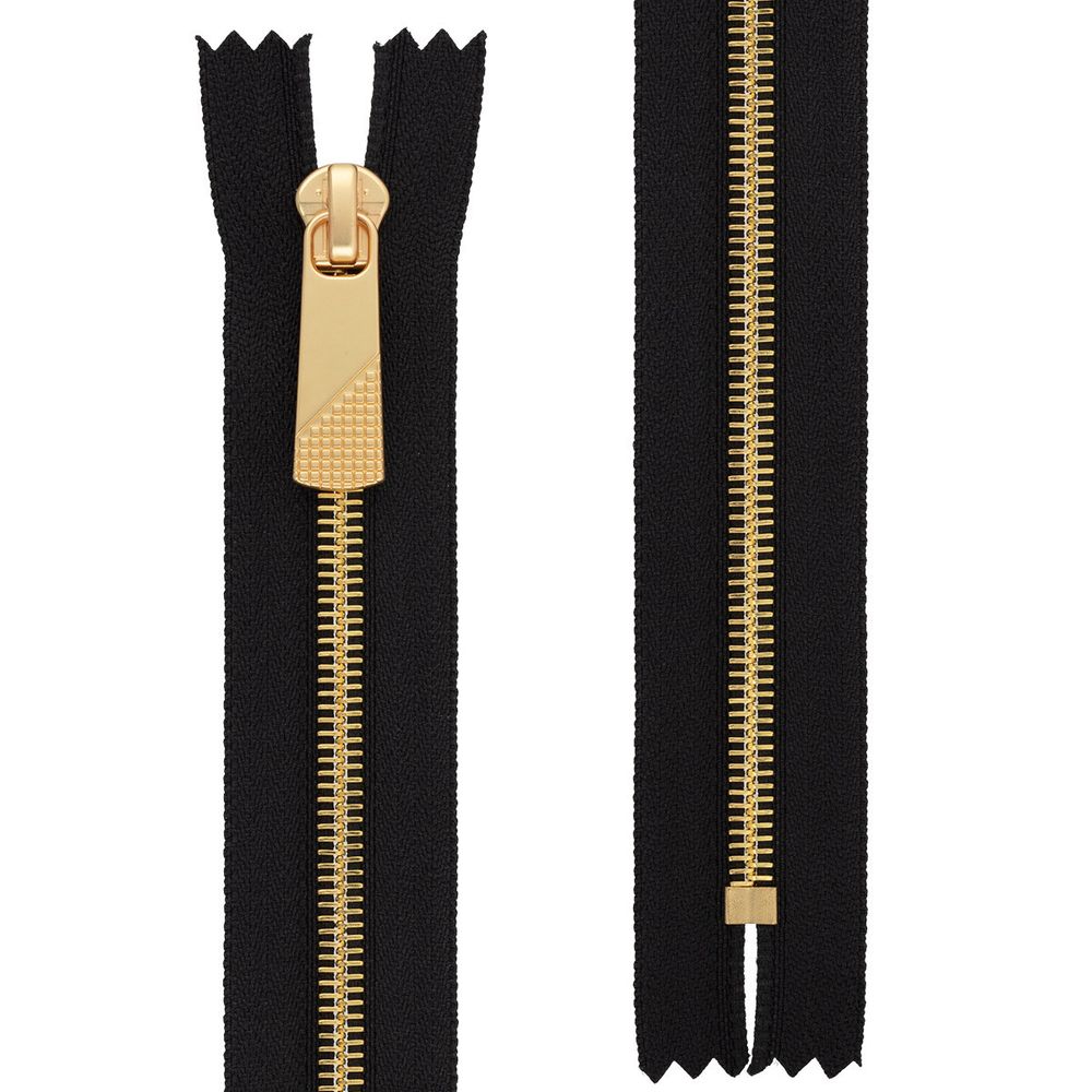 Молния металл Т5 (5 мм) 1 зам., н/раз., 20 см, декор, золото, черный, KAP-5 Gamma, 5 шт