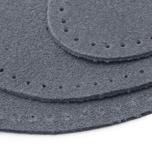 Набор заплаток пришивных из замши, овал 4х5,5см, 6х8,2см, 8х10,9см, с перфорацией, 3 шт (26 серый), 59404