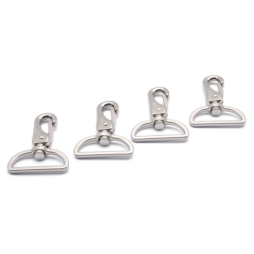 Карабин металл 38.0 мм (64х45 мм), серебро, 4 шт