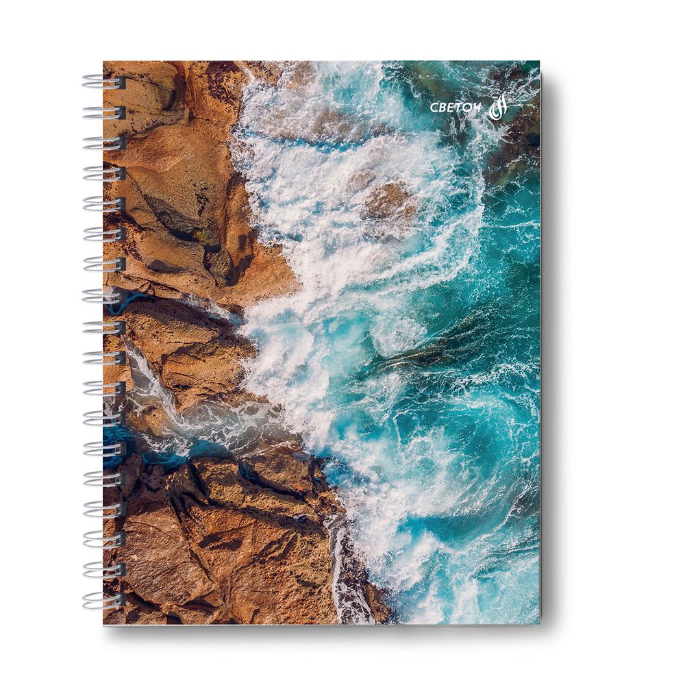 Тетрадь общая с твердой обложкой, глянцевая ламинация A5 80 л. на гребне 65 г/м², белизна 100% 4 шт клетка, 01560 Шторм, Светоч Т215