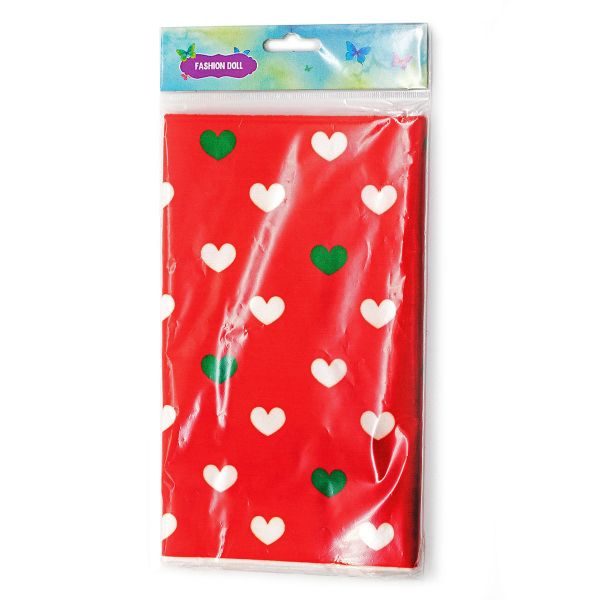 Мех коротковорсовый 1,5мм с принтом сердечки, 47*47см (±2см), 100% п/э (красный/белый/зеленый) 29492