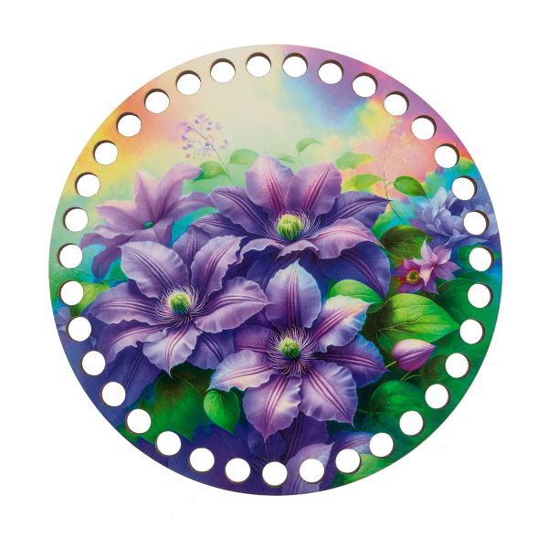 Набор донышек для вязания Глянцевый фанера ⌀15х0.4 см, 2 шт, 06 Клематис, Love2art ДВ-01