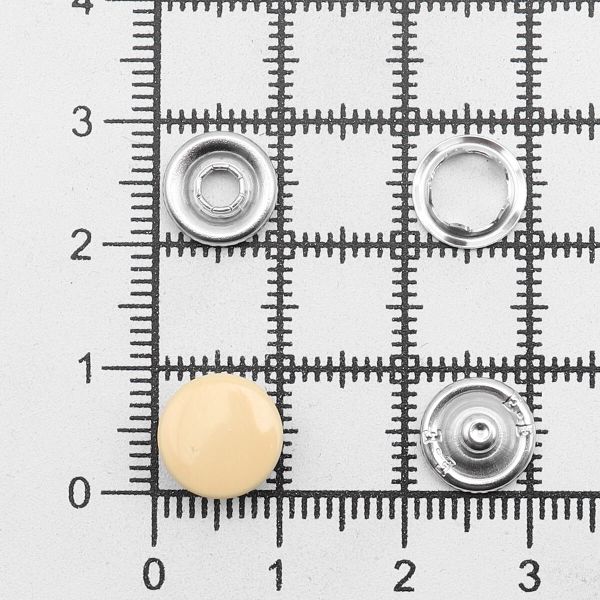 Кнопка рубашечная (джерси) закрытая ⌀9.5 мм, ≈1440 шт, МЕТАЛЛ, эмаль, 291 св.бежевый глянцевый, NEW STAR