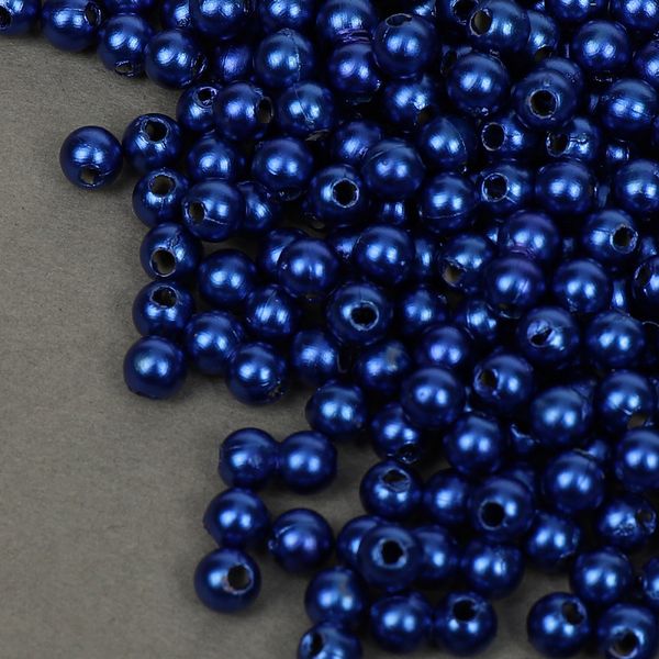 Бусины пластик (перламутр) ⌀4 мм, цв.A33 синий, уп.500г (15000 шт), Magic4Hobby