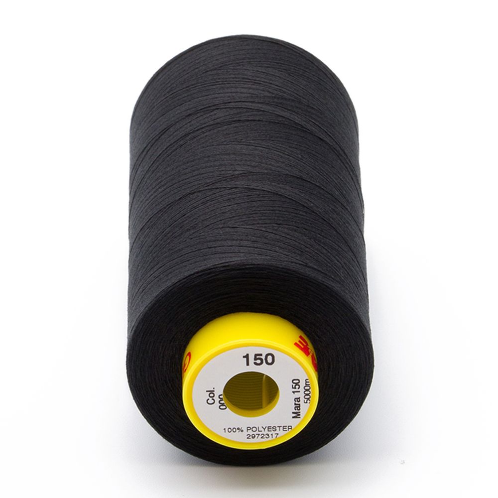 Нитка особо тонкая Gutermann Mara №150 (150/2), 5000 м, 713961, цв. 000 черный, 1 катушка