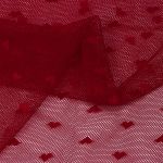 Сетка бельевая эластичная 55 г/м², шир.150 см / 1 метр, Сердечки, цв.101 темно-красный /OLG015.101.1/