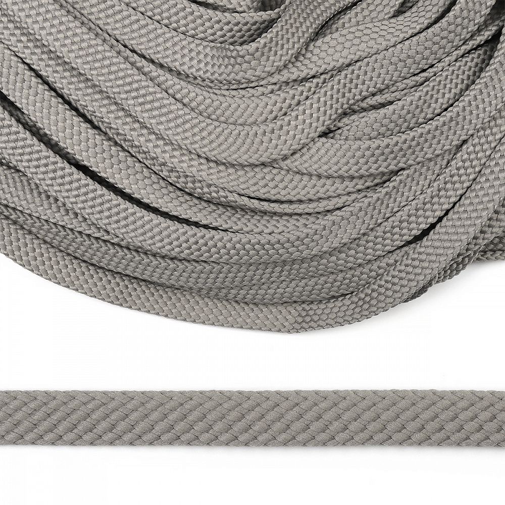 Шнур полиэфир плоский 15.0 мм / 50 метров, турецкое плетение 157 св.серый