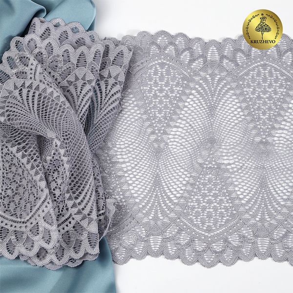 Кружево бельевое эластичное 190 мм / 3 метра, TBY.30200, цв.17 серый, Kruzhevo