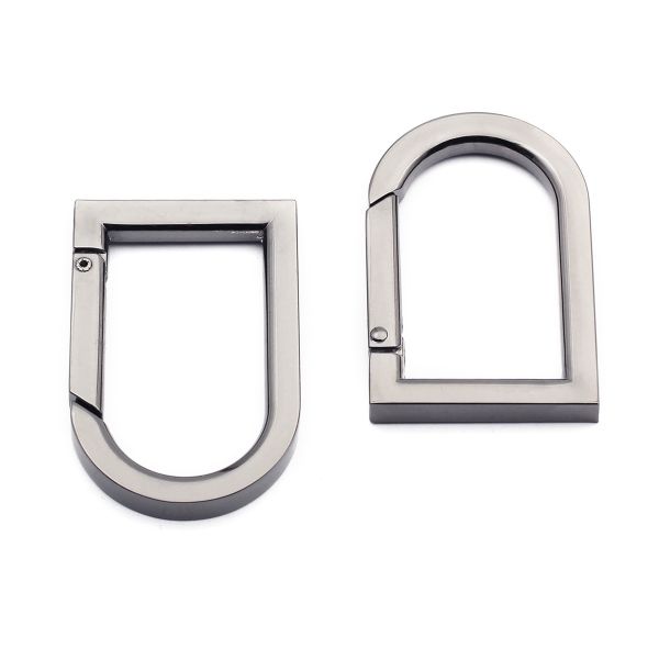 Карабин металл полукольцо 22х40 мм (50х32 мм), чер.никель мет, 2 шт