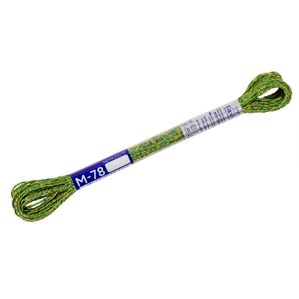 Мулине Gamma металлик NM 12 мотков по 8 метров, M-78 зеленый/золотистый, Gamma MOULINE