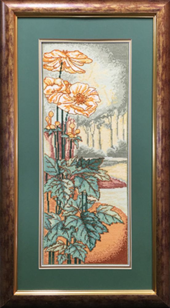 Вышитая картина Марья Искусница, Цветок троллей, 34х65 см