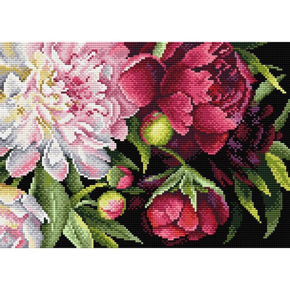 Алмазная (кристальная) мозаика Brilliart, Королевские пионы, 27х38см