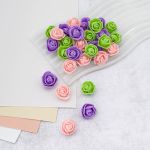Цветочек-розочка из фоамирана 38 мм, микс №19, 3 цвета, 30 шт