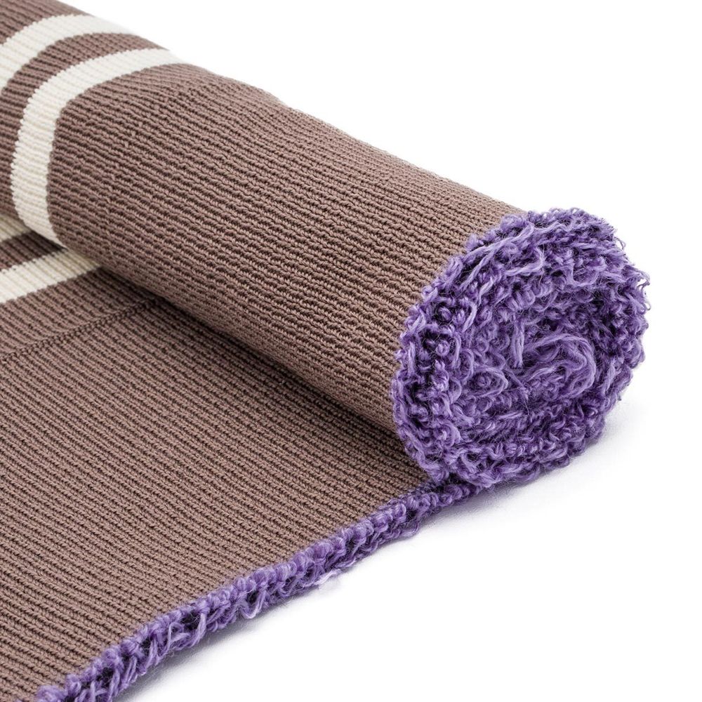 Подвяз средней плотности с полосками (100% полиэстер), 1*1, высота 14см (7см*2), длина 70-73см (8094/8015 св.коричневый со св.бежевыми полосками)