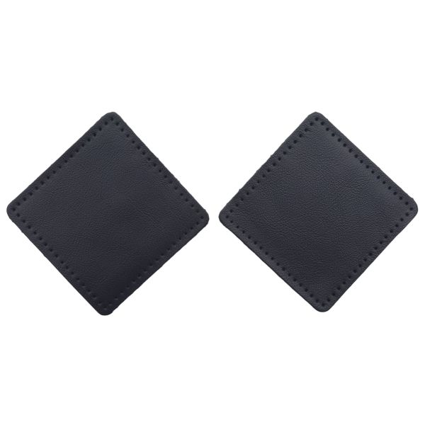 Заплатки пришивные из кожи, квадрат 8см с перфорацией, 2 шт, 100% кожа, 05 темно-синий, 9122