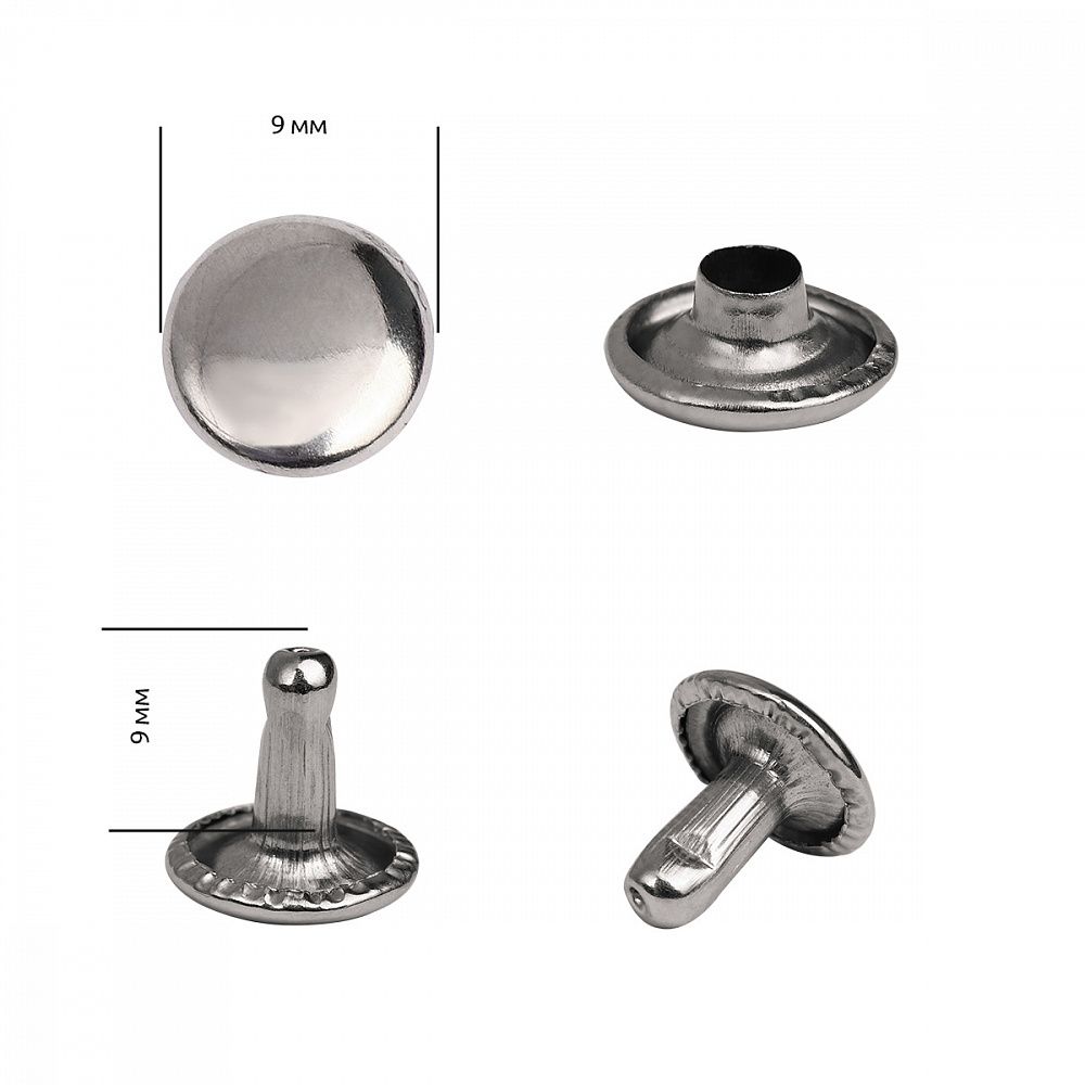 Хольнитены двухсторонние сталь 9х9 мм, №33, TBY.5209 цв. никель уп. 1000 шт, TBY