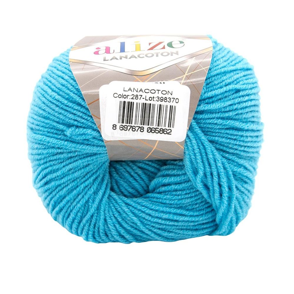 Пряжа Alize (Ализе) Lana Coton / уп.10 мот. по 50 г, 160м, 287 бирюзовый A /TOS/