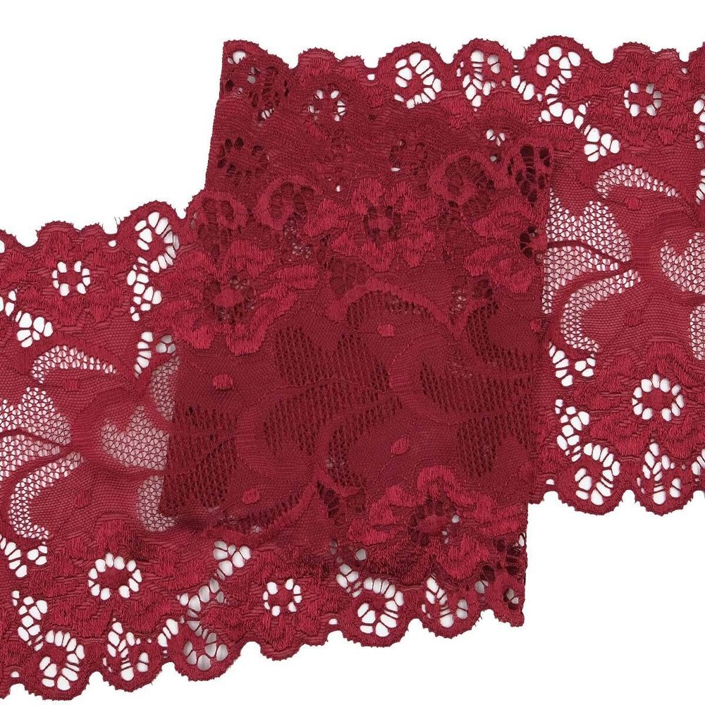 Кружево бельевое эластичное 150 мм / 13.72 м, цв. C520 т.красный